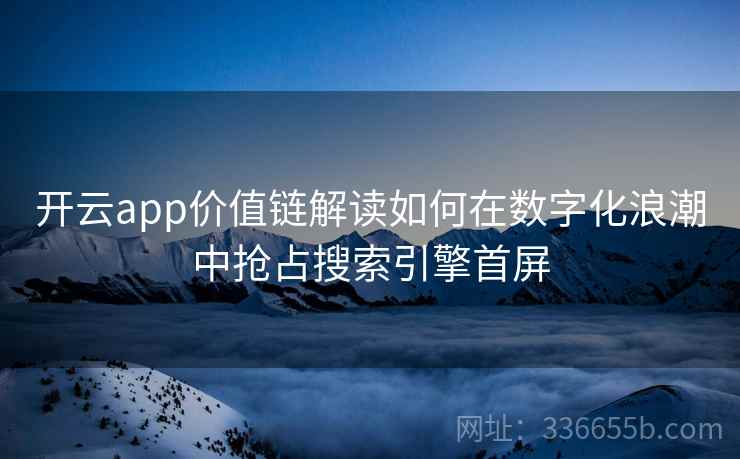 开云app价值链解读如何在数字化浪潮中抢占搜索引擎首屏